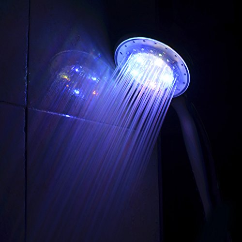 Crazyfire Duschkopf, bunte automatische Farbwechsel-RGB-LEDs, Rund, 7 Farben, Handbrause - 7