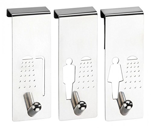 3er SET Edelstahl WENKO Türhaken - Handtuchhaken - Garderobenhaken - Haken - Handtuchhalter - Kleiderhaken - Schrankhaken