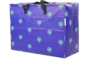 Sorti 2 x Enormous Jumbo XL Clothing Toys Home Laundry Storage Bag Made From Recycled Material. Blue Tree Pattern Bag. 127 Litres. 54 x 74 x 32 cm. (Two Pieces)