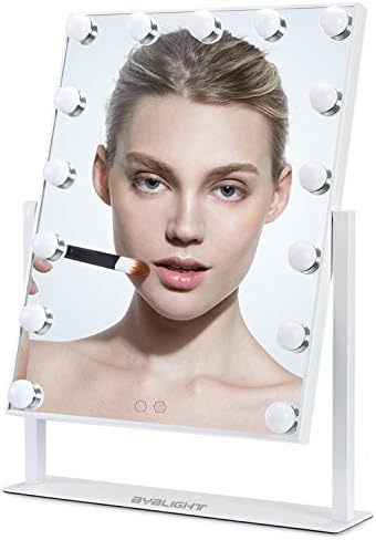 BYBLIGHT Hollywood Lighted Vanity Mirror with 15 Lights, Illuminated Make up Mirror with Dimmable LED Bulbs for Dressing Table, Large Mirror w/Touch Screen, Memory Function, White