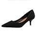 Produktbild Frauen High Heels Neu, Gummisohle Rutschfest Verschleißfest Wasserdicht, Flacher Mund Wildleder Mode High Heels , black , UK 4.5 / EU 36.5