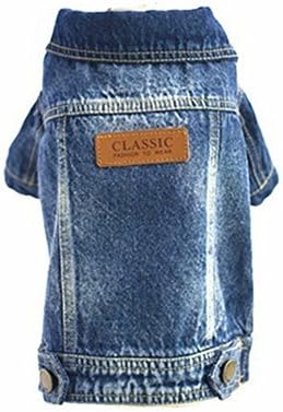 Joopet Pet Dog Clothes Cat Blue Jean Denim Clothing Puppy Coat Jacket Button Front Outfit Costumes Supplies (XXL)
