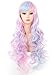 Produktbild Spretty Mädchen die lange lockige wellenförmige rosafarbene blaue Ombre Farbe mit Harajuku Art für Cosplay Kostüm-Perücke glänzen