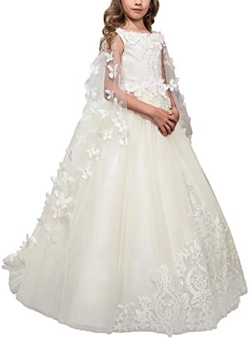 Pnehewery Lace Bodice Flower Girl Dresses Girls First Communion Dress Princess Wedding 004