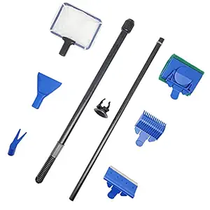5 in 1 Aquarium Cleaning Tools Aquarium Tank Clean Set Fish Net Gravel Rake Algae Scraper Fork Sponge Brush Glass Cleaner Tools