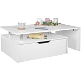 FineBuy Couchtisch mit Schublade MDF-Holz weiß 100 x 36 x...
