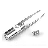 Leegoal(TM) Make Up LED Light Eyelash Eyebrow Hair Removal Tweezer,Silver