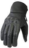 Newfacelook perforado de verano de calidad de cuero motocicleta moto guantes protección de nudillo