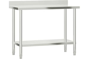 vidaXL Tavolo Lavoro Cucina con Paraschizzi 110x55x93cm Acciaio Inox