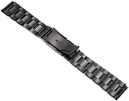 BuyingJewelry 28mm Women Man Balck Stainless Steel WatchStraps Watch Band Strap with Stainless Buckle