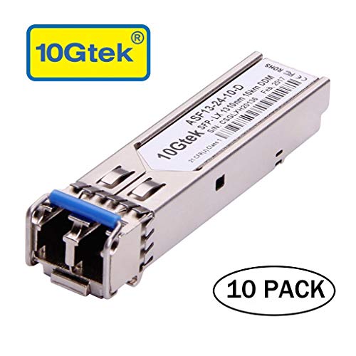 [10 Pack] 10Gtek® Gigabit Módulo SFP Monomodo, 1000Base-LX SFP LC Transceiver, Compatible para Cisco GLC-LH-SMD, Ubiquiti, Netgear, D-Link, TP-Link, Zyxel, Mikrotik, Open Switch, 10pcs