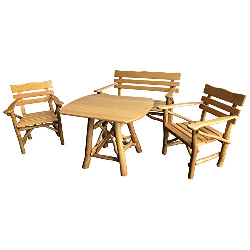 Preisvergleich Produktbild PFEIFFER Knüppelholz - Gartengarnitur MOSEL 4-teilig, Eiche hell