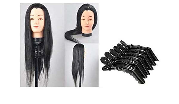 Ias Combo Of Black Synthetic Long Hair Hairdressers Training Head