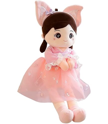 Weiche Stoffpuppe Mit Hasenohren-Kleid – 50 Cm Plüschpuppe Zum Kuscheln & Spielen – Perfekt Als Geschenk Für Mädchen (Taufe, Geburtstag, Weihnachten)
