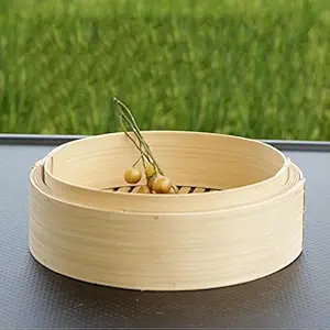 Niyyat - Kitchen Bamboo Steamer Basket Asian Food Dumpling Steamer 9.1inch Lid