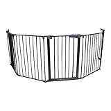 Premium Ofenschutzgitter/Kaminschutzgitter/Türschutzgitter/Absperrgitter, massivem Metall, schwarz