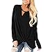 Produktbild R-Cors Damen Tshirt Oberteile Pulli Langarmshirt Rundhals Ausschnitt Hemd Sweatshirt Lose Asymmetrisch Jumper Bluse Tops