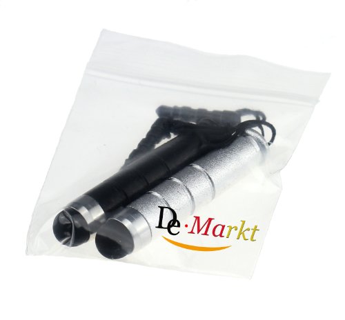 2xDemarkt Metall Stylus Stift Min Stylus Pens Touch Pen für iPhone iPad itouch Samsung HTC Stylus Pen Silber +Schwarz - 2