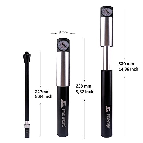 PRO STAR Portabel Mini Fahrradpumpe Dämpfer-Pumpe Minipumpe Ballpumpe Luftpumpe Standpumpe Handpumpe Schrader Presta – Lebenslange Garantie - 2