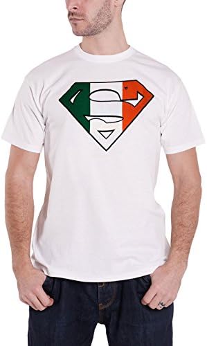 Superman T Shirt Irish Flag Classic Logo Official DC Comics Mens White XL