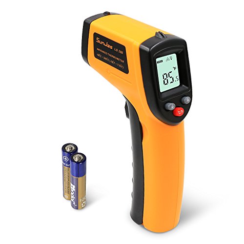 SUNJAS Infrarot Laser Temperaturmessgerät -58 bis 716°F(-50 bis 380°C) Berührungslos Thermometer Digital LCD Funk (mit Batterien)