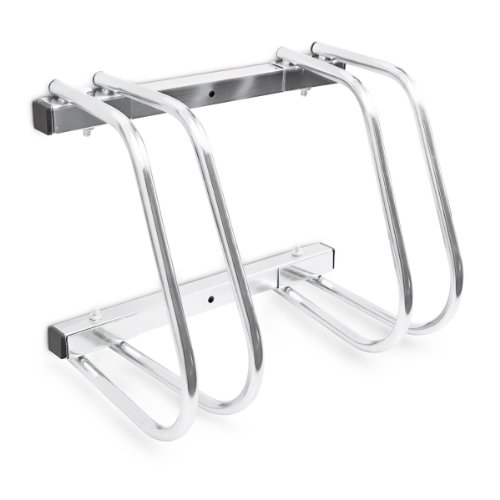 Relaxdays Fahrradständer, Boden oder Wandmontage, Für 2 Fahrräder, Aus verchromtem Stahl, Regenfester Fahrradhalter für draußen, HBT: ca. 26 x 40 x 32 cm, silber - 3