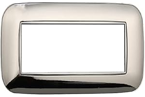 ZOREI Placca Compatibile Con Bticino Axolute, Modello Orbis Serie Ovale (4 Posti / Moduli, Cromo Lucido)