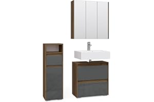 ‎VICCO Vicco Badmöbel Set Majest, Anthrazit/Nussbaum, 3 Teile
