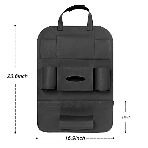 Auto Rücksitz Organizer, Pushingbest Auto Rückenlehnenschutz Autositz Organizer Autositztasche Reisewagensitzbeutel, Kinder Rücksitzschoner Kick-Matten-Schutz passend für die meisten den Autositz - 5