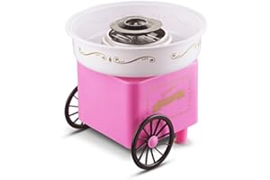 KEVO Machine à barbe à papa rétro avec 10 bâtonnets et gobelet mesureur selon le modèle d'un appareil à barbe à papa de 1900, Cotton Candy Machine pour anniversaire d'enfant,Rouge (31 * 31 * 30cm)