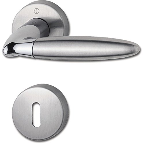 Preisvergleich Produktbild HOPPE Drückergarnitur Athinai mit Rosetten BB Buntbart, Messing verchromt / Edelstahl, 2716029