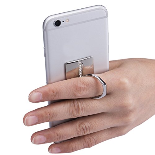 Universalstandplatz -Metallring -Halter, Washable & Reusable Ring Grip Bunker Ring Stent, Anti-Tropfen 360 Grad-drehender beweglicher Ring Grip Ständer für iPhone 5s 6 Plus SE Samsung Galaxy S7 Edge-S6 Kante Hinweis 5 und andere Handys (Silber) - 3
