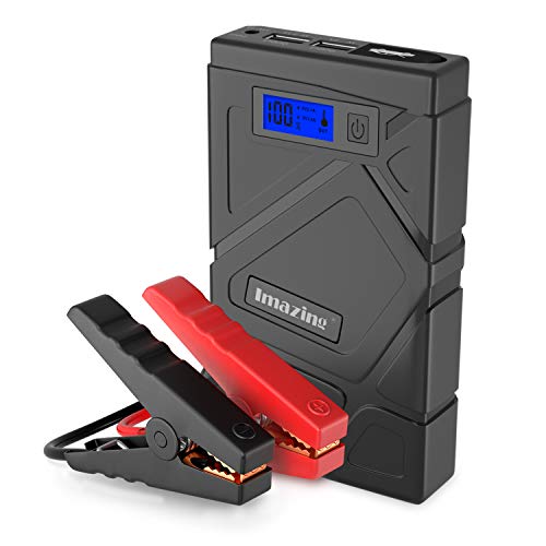 Imazing Booster Batterie 600A Portable Jump Starter, Démarrage de Voiture (Jusqu'à 3.5L Essence 2.0L Gazole), Alimentation Eléctrique d'Urgence pour Voiture avec Lamp LED, Deux Port de Charge