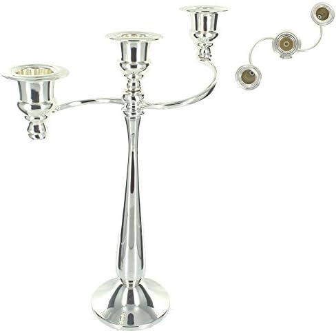 Shiny Polished Silver Finish Triple Candle Holder / Candelabra - Large