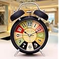 Odzeni Vintage Twin Bell Analog Display Table Alarm Clock with Night LED Light Heavy Slippers Extra Loud Alarm Clock Ideal for Student and Kids Bedroom (Black)