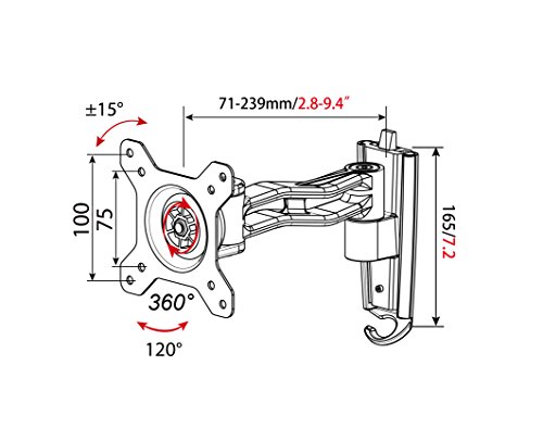 Duronic DM351X2 Wandmontierbare Monitorhalterung für einen LCD / LED Computer Bildschirme / Fernsehgeräte mit Kipp und Drehfunktion - 2