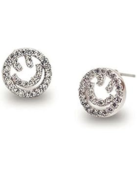 findout Damen Sterling Silber Zirkon smiley Ohrringe .Für Frauen Mädchen Kinder. (F1249)