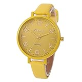 Damen Armbanduhr Traumzimmer Frau Beiläufig Dame Faux Leder Quarz Analog Neu Klassik DüNne MäNner Wasserdicht Fossil Lederarmband damen armbanduhr wasserdicht cluse (Gelb)