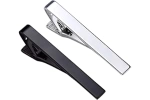 HREDZEO HRDZEO Fermacravatta,2 Pezzi Fermacravatta Accessori per Cravatte da Uomo Set Regalo Classico Fermacravatta per Stili Lunghi o Corti Fermacravatta per Matrimonio (Argento, Nero)