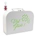 Produktbild Pappkoffer weiß "Viel Glück!" 25 cm inkl. 1 Reflektorbärchen, Geschenkkoffer, Geschenk, Spielzeugkoffer, Spielkoffer