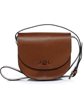 SID & VAIN® Schultertasche TRISH - Damen Umhängetasche klein Ledertasche - Handtasche formstabiles Sattelleder...