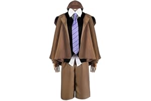 OSRDFV Ranpo Edogawa Disfraz de cosplay cortavientos, conjunto completo de Bungo Stray para perros, cosplay, uniforme para fiesta de Halloween