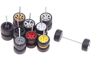 Yjemle Sliver Wheels Rims Tires Set Alloy 1:64 Wheels,Scale Rubber Tires,Model Alloy and Accessories Rubber,Sets