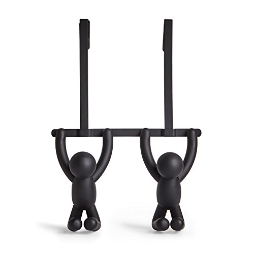 Umbra 1004260-040 Buddy Türgarderobe mit Doppelhaken, Plastik, schwarz, 21,59 x 6,35 x 31,75 cm