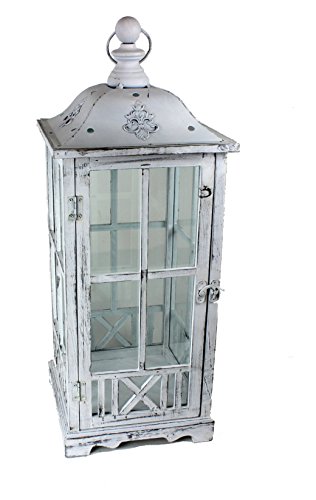 Holzlaterne Laterne Dekolaterne weiß 19x19x45,5 cm