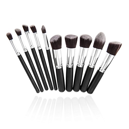 Savisto Premium Kabuki Make Up Brush Set - 10 Piece Professional Synthetic MakeUp Brushes