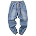 Produktbild Rcool Herren Hose Cargo Jogging Pants Casual Herbst Denim Baumwolle Vintage Wash Hip Hop Arbeit Hosen Jeans (2XL, Hellblau)