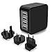 Produktbild USB Ladegerät Reiseadapter mit US / UK / EU / AUS Stecker 4-Port USB-Anschlüsse 4.6A kompatibel mit iPhone 7 / 6 Plus / 6 Samsung Galaxy S7 / S6 Edge / S7 Edge iPad Air / Mini u.a. Smartphones sowie Tablets (Schwarz)