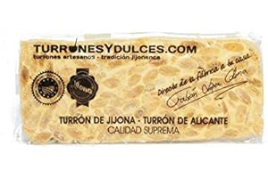 Turrón duro Alicante artesano. Tableta dura o barra de 300 gramos – Turrones Fabián - ¿Cuál es nuestro secreto? Turrón elaborado en Jijona con Almendra Mediterránea de primera calidad. Tiene la Denominación de Origen Jijona-Alicante. Es artesano. - Ingredientes Naturales: Almendra tostada (65%), Miel (21%), clara de huevo, azúcar y oblea - Elaborado en Jijona