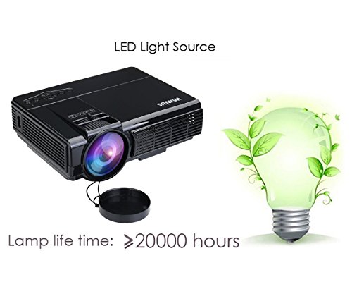 Mini Beamer HD, Video Projektor LCD Tragbarer Videoprojektor LED Projector Multimedia Heimkino mit HDMI Kabel unterstützt AV/ VGA/ USB/ SD/ HDMI WIMIUS(T3 Schwarz) - 4